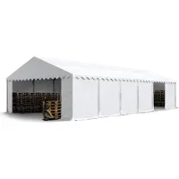 TOOLPORT Tendone deposito 6x12 m PVC 750 N tenda capannone bianco telaio perimetrale e rinforzo del tetto