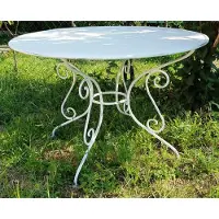 Casa Padrino Tavolo da giardino in stile Art Nouveau, bianco antico, Ø 100 x H 70 cm - Tavolo rotondo in ferro battuto