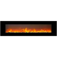Casa Padrino Luxury LED Electric Fireplace Black 183 x 14 x H. 46,5 cm - Caminetto moderno a parete con touchscreen e telecomando