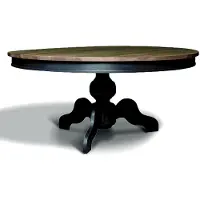 Casa Padrino Tavolo da pranzo liberty in rovere massiccio rotondo colori legno / nero Ø 160 x H. 77 cm - Tavolo da pranzo rotondo in legno massiccio
