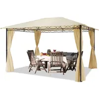 TOOLPORT Gazebo da Giardino 3x4 m - con 4 teli laterali - tetto in poliestere ca. 180g/m² color crema