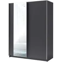 Meublorama Armadio a 2 porte scorrevoli con specchio - Collezione GOZU - Colore grigio grafite - 150 x 198 x 62 cm