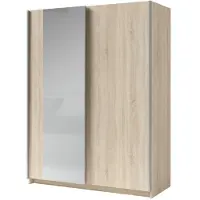 Meublorama Armadio GOZU 2 porte scorrevoli con specchio - Colore Rovere Sonoma - 180 x 198 x 62 cm