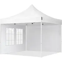 TOOLPORT 3x3m gazebo pieghevole con laterali (finestre), ECONOMY acciaio, bianco