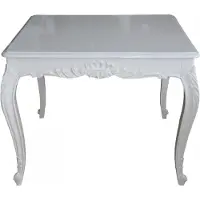 Casa Padrino Tavolo da pranzo Barock, quadrato, bianco, 100 cm x 100 cm - Tavolo da pranzo in legno massello, stile antico,
