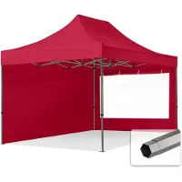 TOOLPORT 3x4,5m gazebo pieghevole con laterali (finestre panoramiche), PREMIUM acciaio, rosso
