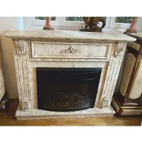 Casa Padrino caminetto elettrico barocco con telecomando crema 118 x 32 x h. 96,5 cm