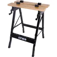 Stier Banco da lavoro , con ganasce, tavolo da lavoro mobile, pieghevole, tavolo di serraggio, salvaspazio, scala di misura e angolare stampata, portata 150 kg