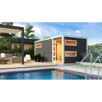 Karibu Sauna da giardino Casa della sauna Hygge grigio 38 mm riscaldatore sauna 9kW esterno