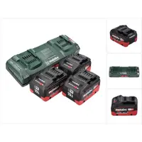 Metabo Set di batterie 18V: 3 batterie LIHD da 10,0Ah + caricabatterie doppio ASC 145 DUO - Sistema CAS