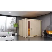 Karibu sauna cabina interna Gobin sauna interna 3 panche in legno, cabina sauna con spessore parete 68 mm, sauna a vapore con materiale di montaggio