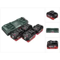 Metabo Basis 18V: 4x batterie 10,0Ah LIHD + caricatore doppio ASC 145 DUO - Sistema CAS