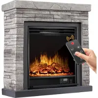 Kesser Caminetto elettrico da pavimento, effetto fiamma 3D LED, 1800W, con timer settimanale e termostato
