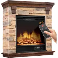 Kesser Caminetto elettrico da pavimento, effetto fiamma 3D LED, 1800W, con timer settimanale e termostato