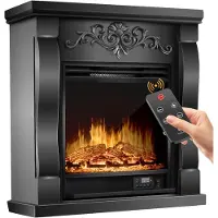 Kesser Caminetto elettrico da pavimento, effetto fiamma 3D LED, 1800W, con timer settimanale e termostato