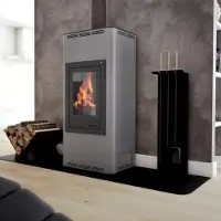 Aquaflam Termocamino HS FLAMINGO 12 con scambiatore di calore regolazione base grigio