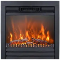 Casa Padrino caminetto elettrico da incasso nero 62 x 19,5 x H. 61 cm - Caminetto decorativo a LED da salotto con telecomando - Mobili da salotto - Mobili - Caminetti elettrici a LED da incasso