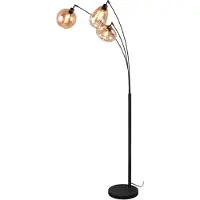 TRIO Lampada da terra con 3 paralumi in vetro color ambra, altezza 200 cm