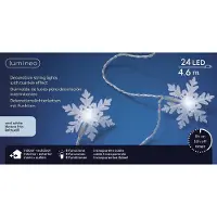 Lumineo fiocco di neve 24 LED 4,6 m bianco freddo, cavo trasparente
