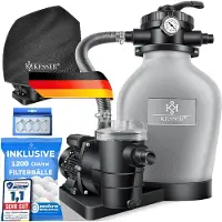 Kesser Sistema di filtraggio a sabbia con pompa e sfere filtranti da 1200 g, filtro per piscina 600W filtro a sabbia per piscina portata 13200L/h, valvola a 7 vie con manometro