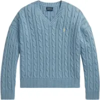 Ralph Lauren per ragazza. 313A11238004 Maglione di cotone a trecce blu ((S) 7años= 130/134cm), Casual, Manica lunga, moda per bambini