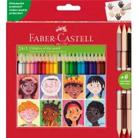 Faber Castell Set Di 24 Matite Colorate + 3 Matite Bicolore Con 6 Tonalità Pelle