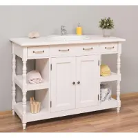Casa Padrino lavabo in stile country bianco 128 x 54 x H. 91 cm - Mobile lavabo in legno massello - Mobili da bagno in stile country