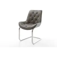DELIFE Sedia a dondolo Taimi-Flex, microfibra grigia, stile antico, base in acciaio inossidabile, design piatto