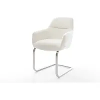 DELIFE sedia a sbalzo Pejo-Flex Bouclé Soft Beige sedia a sbalzo con nucleo a molle insacchettate in acciaio inossidabile