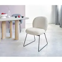 DELIFE Sedia da pranzo Nube-Flex Bouclé Bianco Struttura a slitta nera Molle insacchettate