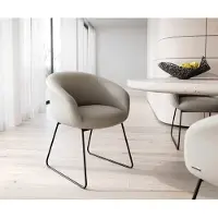 DELIFE Sedia da pranzo Vinka-Flex con braccioli, in vera pelle, gambe in metallo nero e struttura a molle insacchettate