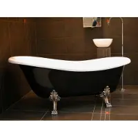 Casa Padrino Vasca da bagno freestanding Art Nouveau Roma 147 x 71 x 72,5 cm - Bagno antico barocco nero/bianco/cromo