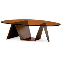 Casa Padrino tavolino con piano in vetro ottone scuro / marrone 130 cm