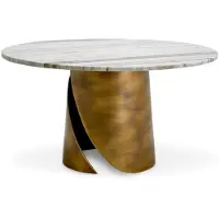 Casa Padrino Tavolino con piano in marmo bianco / ottone vintage Ø 79,5 cm