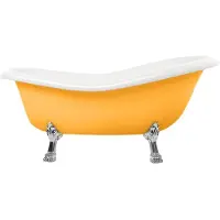 Casa Padrino Vasca da bagno liberty giallo / bianco / argento 168 cm - Vasca da bagno freestanding in stile retrò