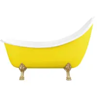 Casa Padrino Vasca da bagno liberty giallo / bianco / oro 180 cm - Vasca da bagno freestanding in stile retrò