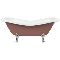 Casa Padrino Vasca da bagno Art Nouveau marrone / bianco / argento 188 cm - Vasca da bagno freestanding in stile retrò