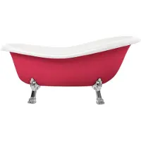 Casa Padrino Vasca da bagno Art Nouveau rosso / bianco / argento 168 cm - Vasca da bagno freestanding in stile retrò