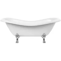 Casa Padrino Vasca da bagno in stile liberty bianco/argento 188 cm - Vasca da bagno freestanding in stile retrò
