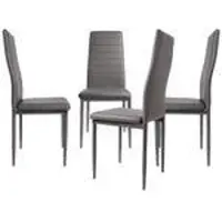 Trisens Set di sedie da pranzo, disponibili in confezioni da 2, 4, 6 o 8 pezzi. Sedie per cucina, soggiorno, rivestite in ecopelle. Colore: grigio. Set: 4 pezzi