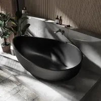 NEXTREND - GmbH Vasca da bagno freestanding WAVE STONE - Getto minerale - Nero, opaco - 180 x 110 x 62 cm