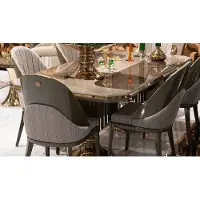 Casa Padrino Tavolo da pranzo grigio / marrone / oro - Tavolo da cucina rettangolare - Mobili per la sala da pranzo - Mobili