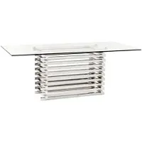 Casa Padrino Tavolo da pranzo di design "", lussuoso, realizzato in acciaio inossidabile lucido e vetro, dimensioni 200 x 90 x altezza 76 cm