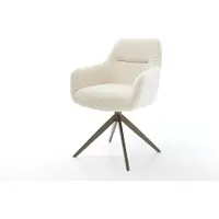 DELIFE sedia girevole Pejo-Flex tessuto teddy beige struttura a croce effetto largo finitura titanio funzione dondolo girevole a 360° nucleo a molle tascabili