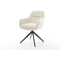 DELIFE Sedia girevole in tessuto Pejo-Flex Teddy Beige Telaio a croce largo Nero Girevole a 360° Funzione dondolo Anima a molla tascabile