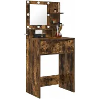 vidaXL Comò da camera da letto in legno effetto noce affumicato, 60 x 39,5 x 135 cm