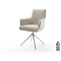 DELIFE sedia girevole Heira-Flex con braccioli in tessuto morbido beige telaio trasversale in acciaio inox ampio e girevole a 360° funzione dondolo nucleo a molle tascabili