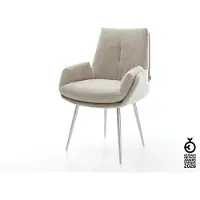 DELIFE sedia da pranzo Clea-Flex tessuto morbido beige 4 piedi conici in acciaio inox