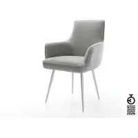 DELIFE sedia da pranzo Heira-Flex con braccioli in tessuto testurizzato soft grey 4 piedi conici in acciaio inox con nucleo a molle insacchettate