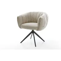 DELIFE Sedia girevole Jada-Flex Tessuto morbido Beige Struttura a croce larga Nero Girevole a 360° Funzione oscillante Molle insacchettate